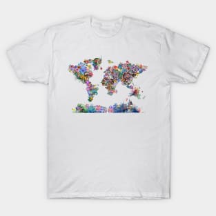 world map floral T-Shirt